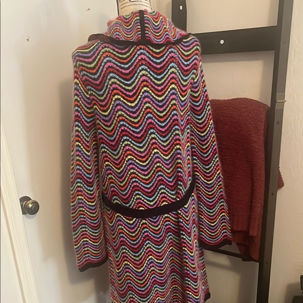 Sonia Bogner Colorful Boho Belt Tie Sweater Cardigan Vibrant Festival Feminine - Picture 5 of 10